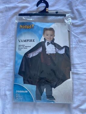 Spirit Toddler Vampire Costume - Black & Burgundy Cape Vest